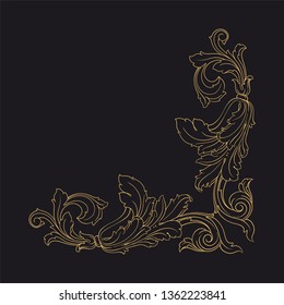 Gold rococo ornament. Retro baroque decoration element with flourishes calligraphic. You can use for wedding decoration of greeting card and laser cutting