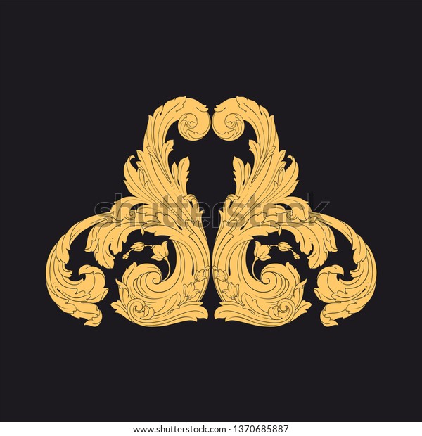 Gold Rococo Ornament Retro Baroque Decoration Stok Vektör (Telifsiz ...