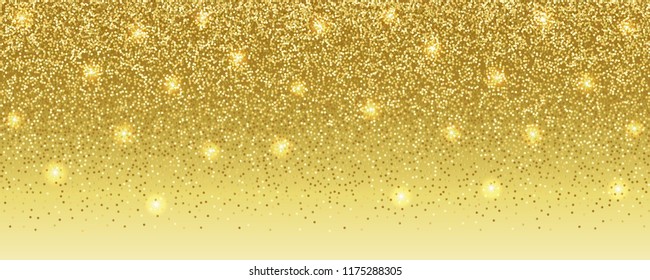 Gold romantic banner with golden glitter. Luxury abstract background for web design, templates, brochures, banners, greeting cards, invitation, fliers with text place.