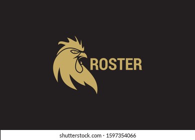 Gold rooster logo vector design template