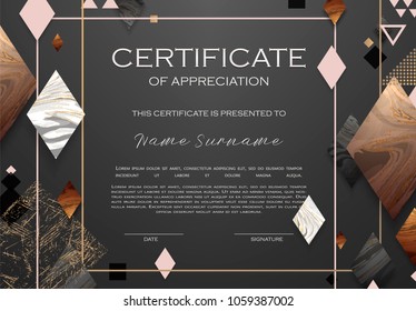 Gold, rose gold, black and white marble template, artistic covers design, colorful texture, geometric backgrounds. Trendy pattern, graphic poster, brochure, cards. Vector illustration.