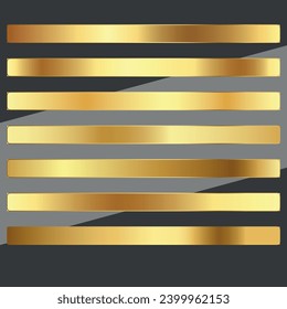 Roza dorada, bronce, plata y dorado conjunto de fondo de nivelación de textura de lámina. Colección de gradientes de gradiente dorado vectorial elegante, brillante y metálico para borde cromado, marco, cinta, diseño de etiqueta