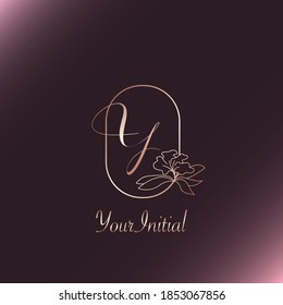 Gold Rose Feminine Initial Y Letter Logo Concept Monogram Frame Nature Flower  Vector Design