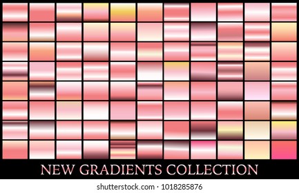 Gold rose gradient set background vector icon texture metallic illustration for frame, ribbon, banner, coin and label. Realistic abstract golden design seamless pattern. Elegant and shine template