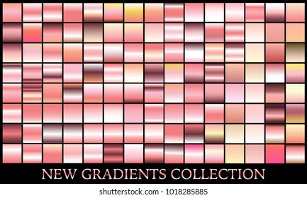 Gold rose gradient set background vector icon texture metallic illustration for frame, ribbon, banner, coin and label. Realistic abstract golden design seamless pattern. Elegant and shine template