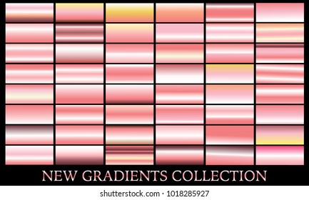 Gold rose gradient set background vector icon texture metallic illustration for frame, ribbon, banner, coin and label. Realistic abstract golden design seamless pattern. Elegant and shine template