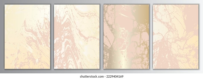 Gold and Rose Gold Marble Background Set. Elegant Texture Collection