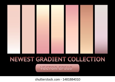 Gold rose metal gradient chrome texture background set. Golden metal gold rose chrome texture vector icon foil background collection. Gold rose background for banner, ribbon, label. Gold shine design
