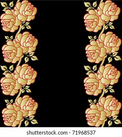 gold rose on black seamless