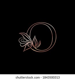 Gold Rose Outline Letter O Luxury Decorative Initial Logo Icon, Elegance  Ornate Deco  Logo Design