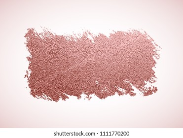Gold rose paint brush stroke, sparkle background. Pink gold glittering textured art. Hand drawn grunge paint. Vector illustration