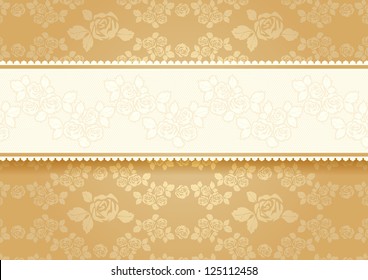 Gold roses with background. Vector illustration 10eps