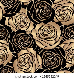 gold roses on a black background