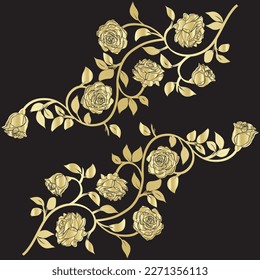 gold roses on a black fon