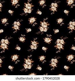Rosas de oro. Impresión vectorial sin inconvenientes sobre fondo negro.