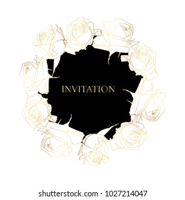Gold roses. Vector elements for design template. Vintage roses for cards, wedding invitation, posters, save the date or greeting design
