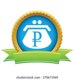 Gold rouble purse logo on a white background. Vector illustration
