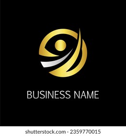 Imagen vectorial del logotipo de personas activas de ronda dorada