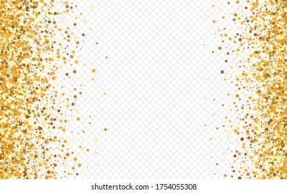Gold Round Art Transparent Background. Vector Splash Invitation. Golden Sparkle Happy Background. Sequin Bridal Backdrop.
