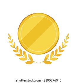 Gold Round Badge Icon Isolated