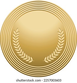 Gold round badge mockup. Metal quality medal