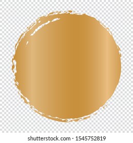gold round banner - brush painted circle on transparent background
