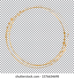 gold round brush frame on transparent background