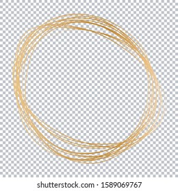 gold round brush frame on transparent background