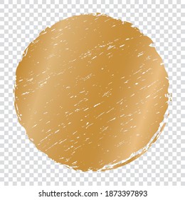 gold round brush painted ink stamp circle banner on transparent background