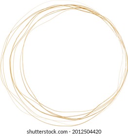 gold round brush painted ink stamp circle banner on white background