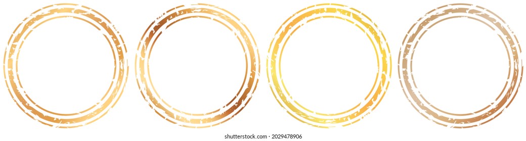 Bandera de círculo de sello de tinta pintada con pincel redondo dorado sobre fondo blanco