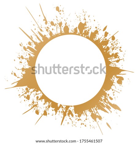 gold round brush painted ink stamp circle banner on white background