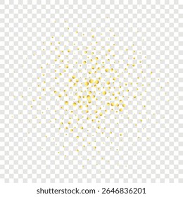 Gold Round Confetti on  Luxury Illustration for Abstract Vector Border. Closeup to Magic Falling Bokeh with Birthday Athmosphere. Iridiscent Isolated Geometric Dust Particles. Transparent Background