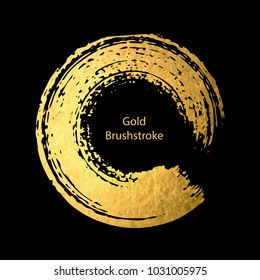 Gold round design templates for  for poster, brochure, invitation, cover book, catalog,  logo, banners . Vector golden abst3nract  background. Gold brushstroke.