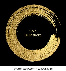 Gold round design templates for  for poster, brochure, invitation, cover book, catalog,  logo, banners . Vector golden abstract  background. Gold brushstroke.