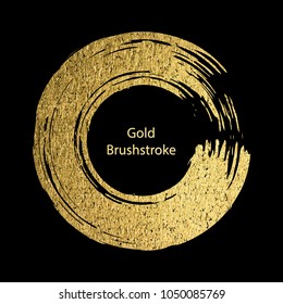 Gold round design templates for  for poster, brochure, invitation, cover book, catalog,  logo, banners . Vector golden abstract  background. Gold brushstroke.
