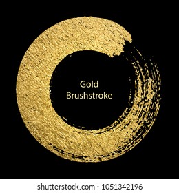 Gold round design templates for  for poster, brochure, invitation, cover book, catalog,  logo, banners . Vector golden abstract  background. Gold brushstroke