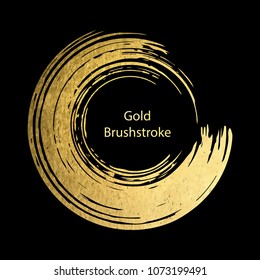 Gold round design templates for  for poster, brochure, invitation, cover book, catalog,  logo, banners . Vector golden abstract  background. Gold brushstroke.