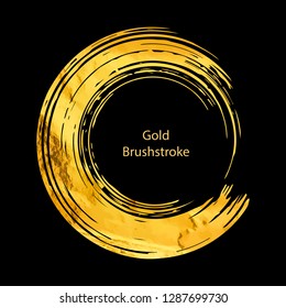 Gold round design templates for  for poster, brochure, invitation, cover book, catalog,  logo, banners . Vector golden abstract  background. Gold brushstroke