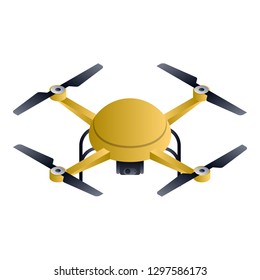 Gold round drone icon. Isometric of gold round drone vector icon for web design isolated on white background