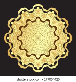 Gold round elegance frame on black (vector)