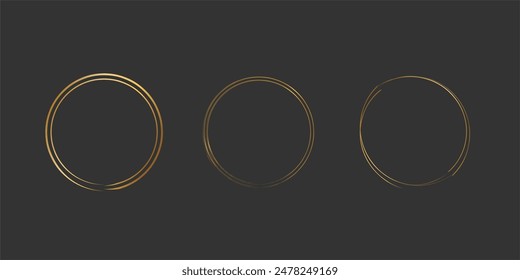 Gold round frame. Attractive unique line gold ring design