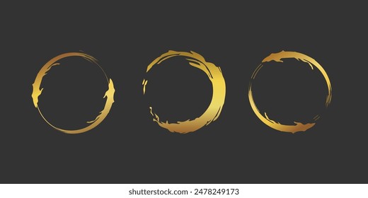 Gold round frame. Attractive unique line gold ring design