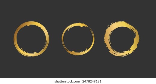 Gold round frame. Attractive unique line gold ring design