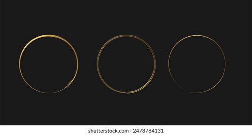 Gold round frame. Attractive unique line gold ring design