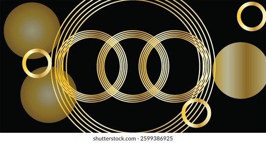 Gold round frame. Attractive unique line gold ring design