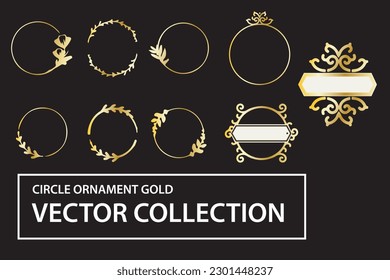Colección de cuadros redondos de oro. Forma redonda bordeada por un fondo blanco. Elemento de diseño de círculo de línea geométrica. Ilustración vectorial.