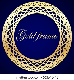 Gold round frame. Decorative element. Geometric pattern. Vector illustration.