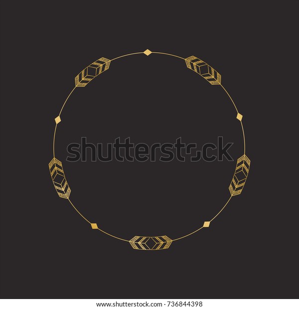 Gold round frame with floral elements.
Greeting card with place for text, gold menu and invitation border.
Vector illustration.