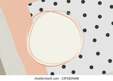 Gold round frame on background vector